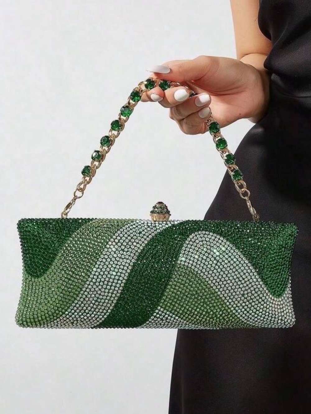 Green Crystal Wave Evening Clutch
